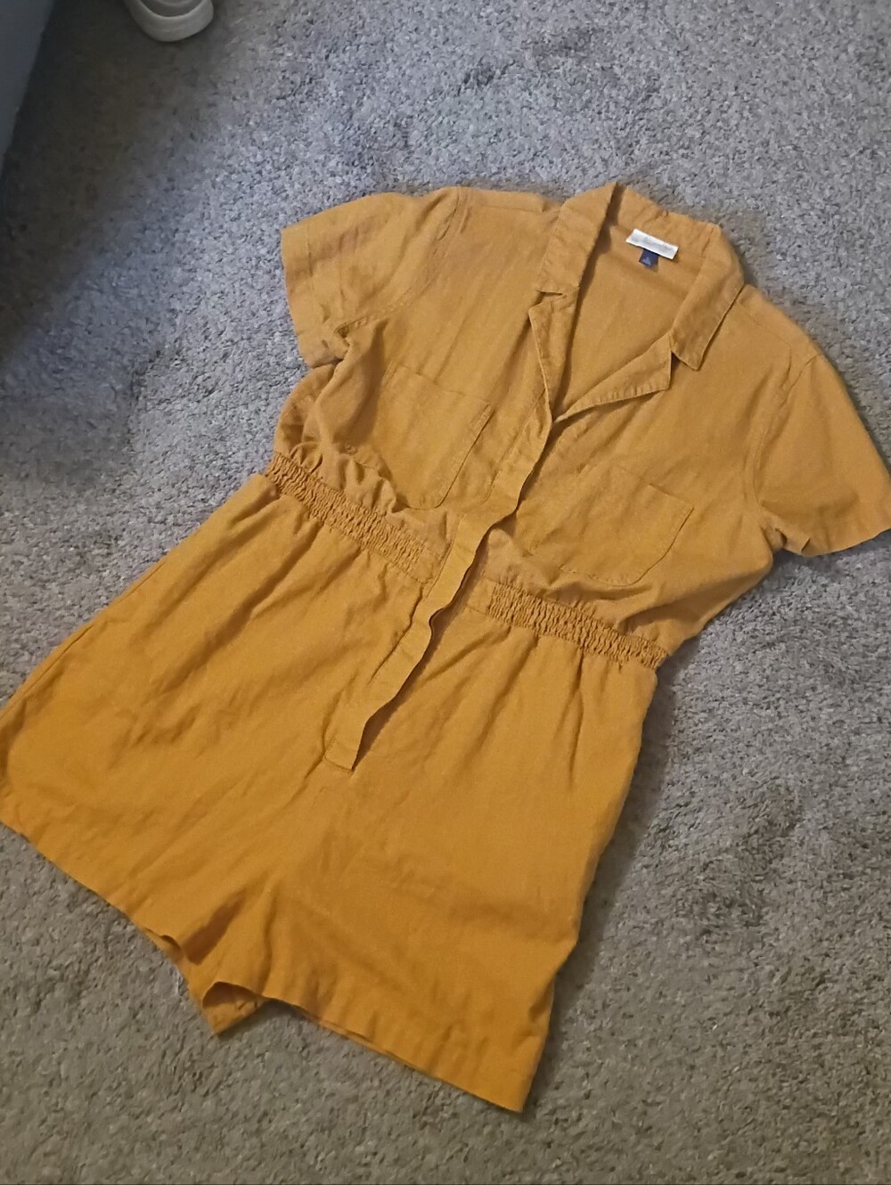 Mustard Short Sleeve Collared Romper